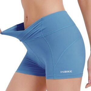 Inbike Size S Women Blue Cycling Compression Pull On Lined Activewear Shorts